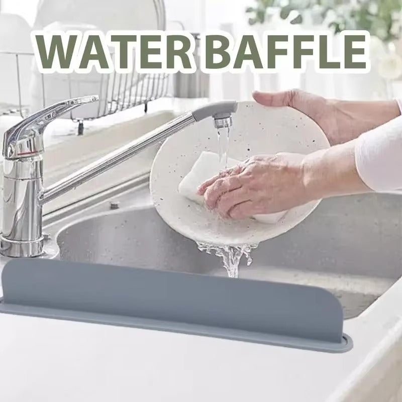 Silicone Sink Splash Guard Flexible Water Splash Stopper with Double Suction Cups | Kitchen & Bathroom Sink Protector | 15 Inch Random Color