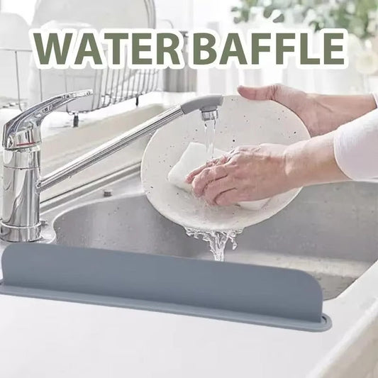 Silicone Sink Splash Guard Flexible Water Splash Stopper with Double Suction Cups | Kitchen & Bathroom Sink Protector | 15 Inch Random Color